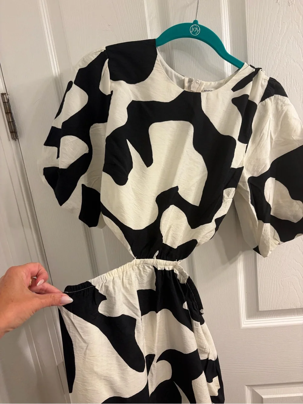 Abercrombie & Fitch Black and White Abstract Cutout Maxi Dress